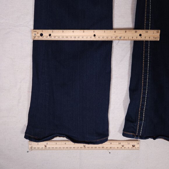 Big Star Liv Blue Jeans Womens 27L Dark Blue Denim Stretch Pants Thick Stitch - Picture 8 of 16